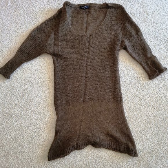 Cotélac Mohair Sweater Dress Tunic with Scoop Neck Olive Size 4 (US 12) - Picture 1 of 12
